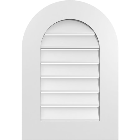 Ekena Millwork Round Top Surface Mount PVC Gable Vent: Functional, w/ 3-1/2"W x 1"P Standard Frame, 18"W x 26"H GVPRT18X2601SF